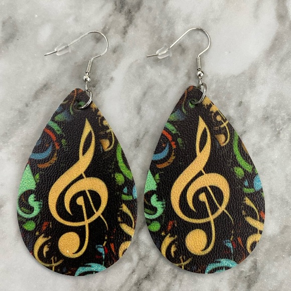 🎉3/$25🎉 Music Note Clef Dangle Tear Drop Earrings - Picture 2 of 3